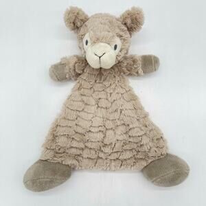 Demdaco Alpaca Llama Soft Brown Lovey Rattle Security Blanket Tan Light Plush